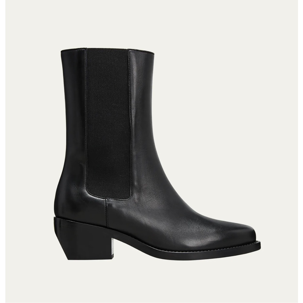 Legres black leather western Chelsea boot 38/8